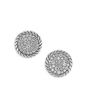 Womens DY Elements Button Stud Earrings With Pav Diamonds Product Image