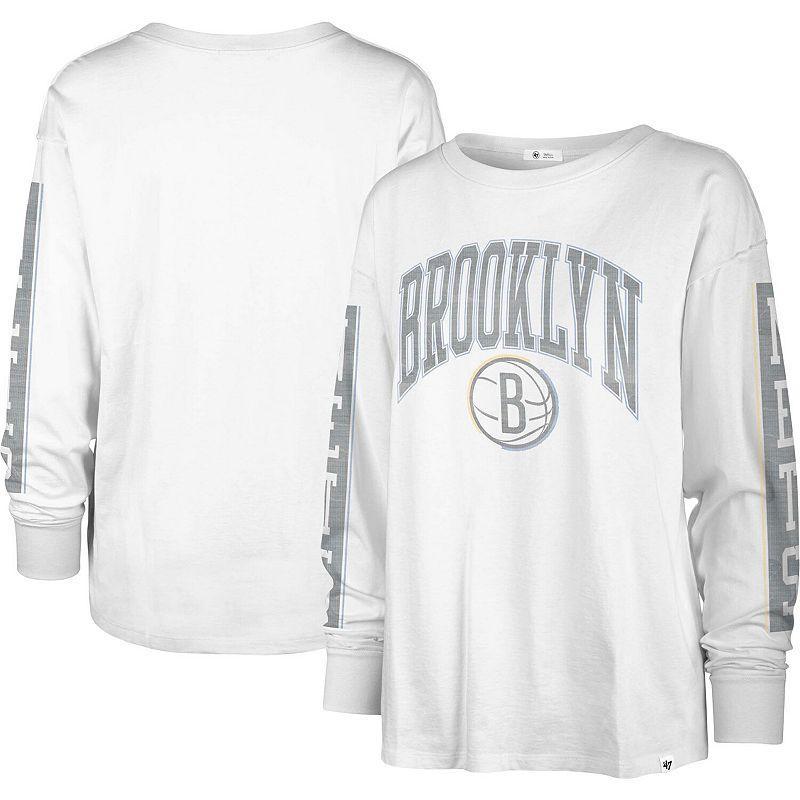 Womens 47 White Brooklyn Nets City Edition SOA Long Sleeve T-Shirt Product Image