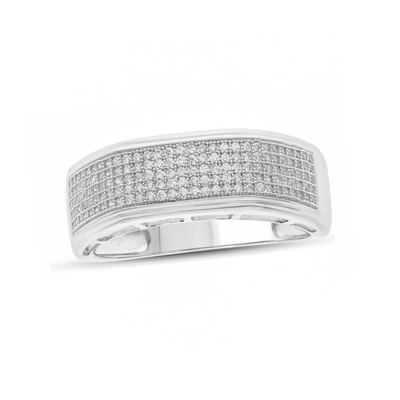 Men's 1/2 CT. T.w. Diamond Multi-Row Wedding Band in 14K White Gold Product Image