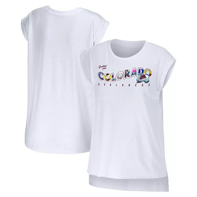 Womens WEAR by Erin Andrews Colorado Avalanche Greetings From Muscle T-Shirt Product Image