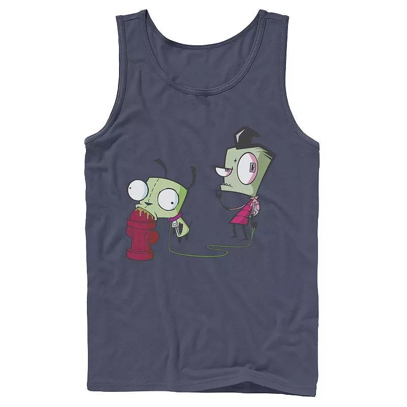 Mens Nickelodeon Invader Zim Walking Gir Fire Hydrant Portrait Graphic Graphic Tank Top Blue Product Image