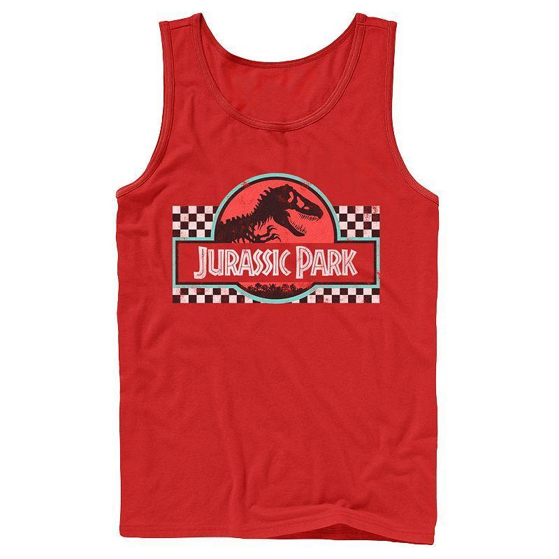 Mens Jurassic Park Retro Colors Checkered Logo Tank Top Product Image