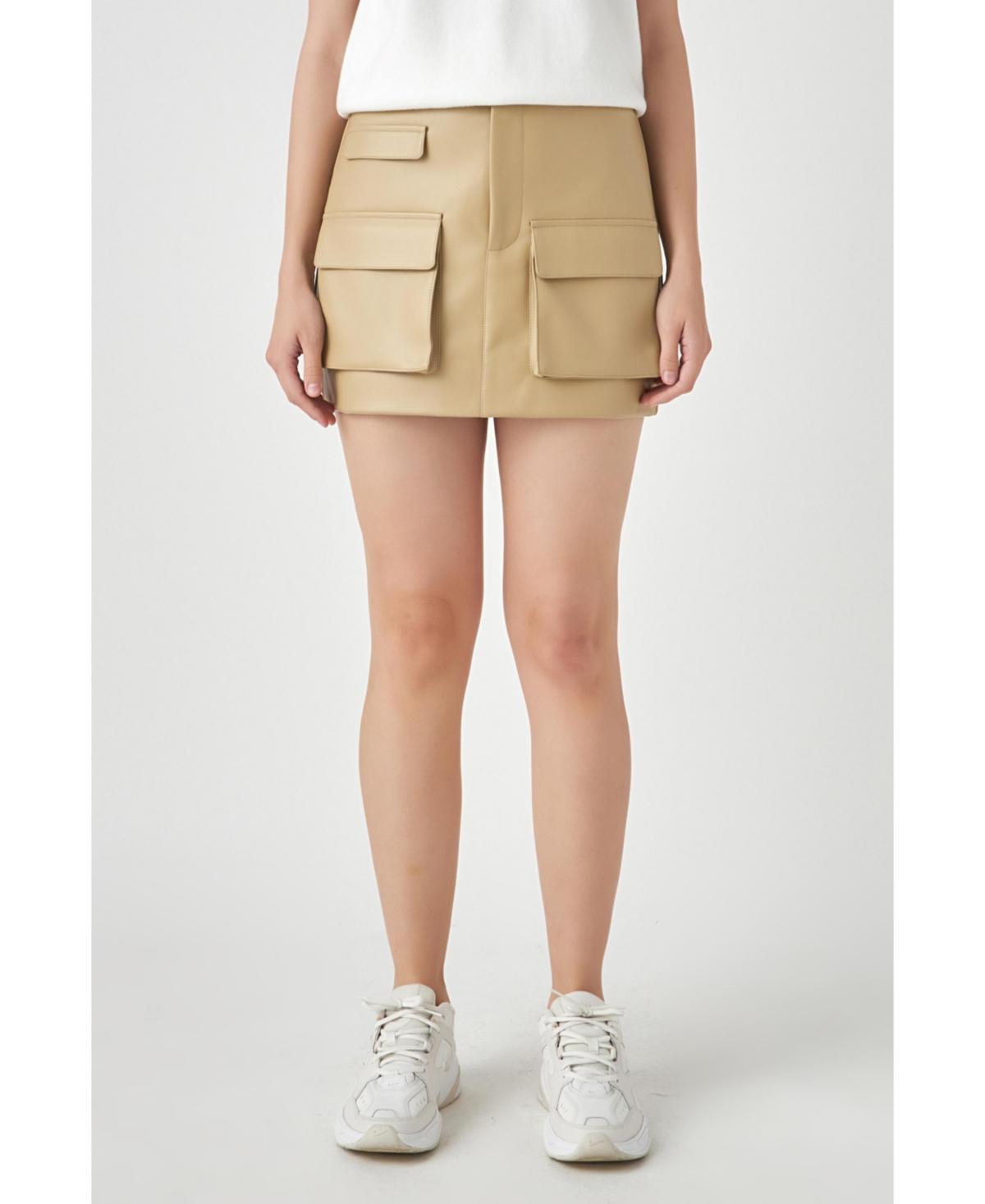 Grey Lab Cargo Faux Leather Miniskirt Product Image