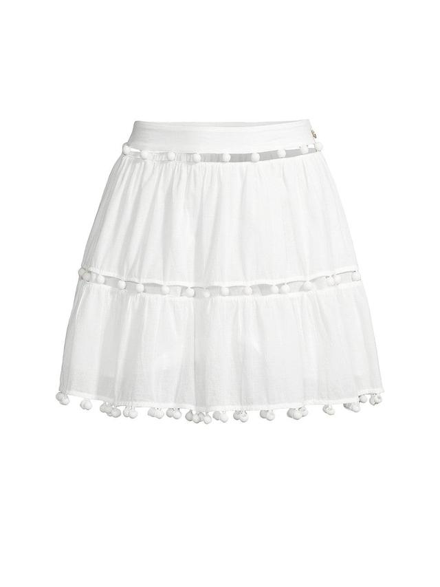 Womens Beaded Cotton Voile Miniskirt Product Image