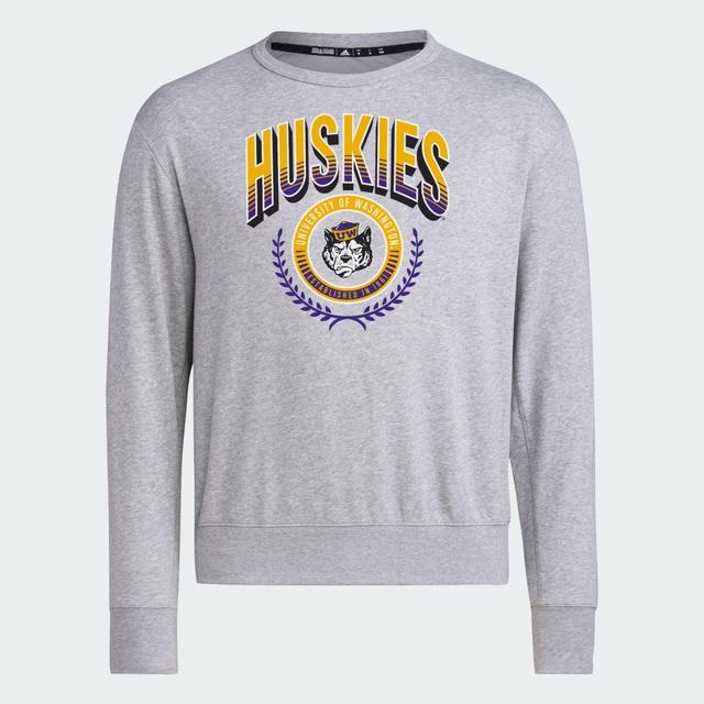 adidas Washington Huskies Crew Sweatshirt Medium Grey Heather L Mens Product Image