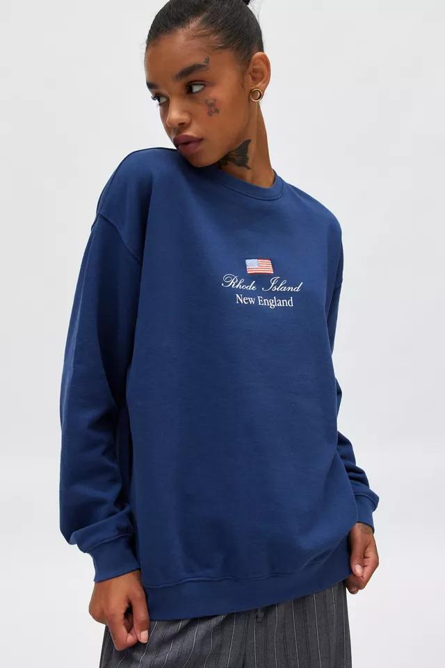 Rhode Island Embroidered Graphic Crew Neck Sweatshirt Product Image