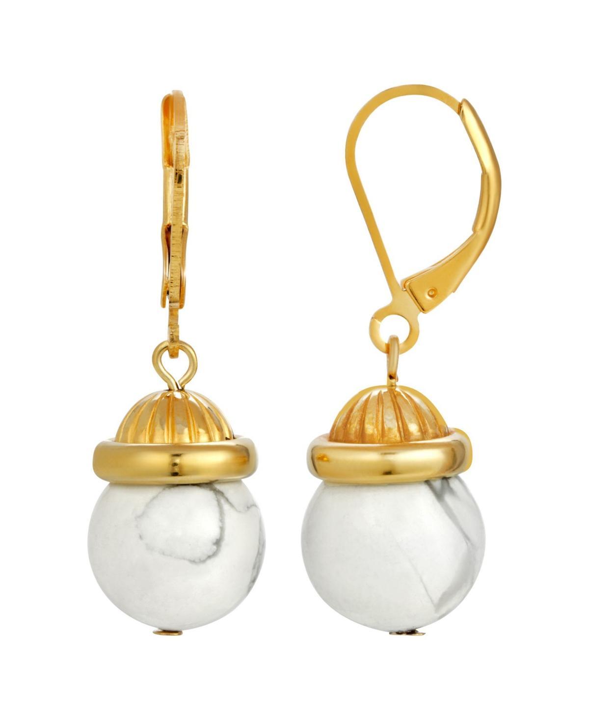 1928 Gold Tone Simulated White Howlite Drop Earrings, Womens Product Image