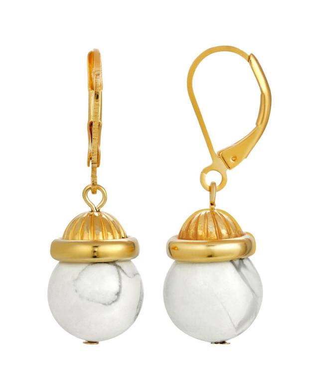 1928 Gold Tone Simulated White Howlite Drop Earrings, Womens Product Image