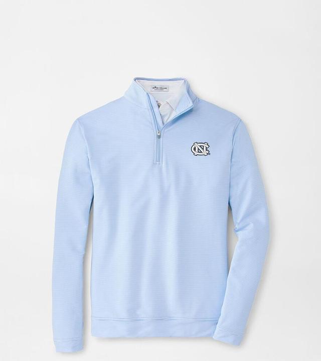 Peter Millar Mens UNC Perth Sugar Stripe Performance Quarter-Zip | Color: Cottage Blue / White | Size: S Product Image