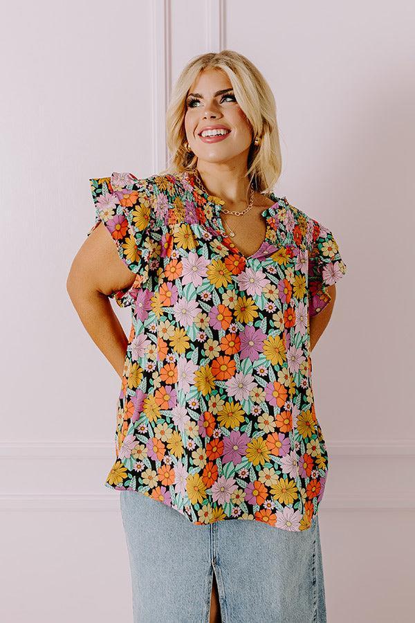 Floral Galore Shift Top In Black Curves Product Image