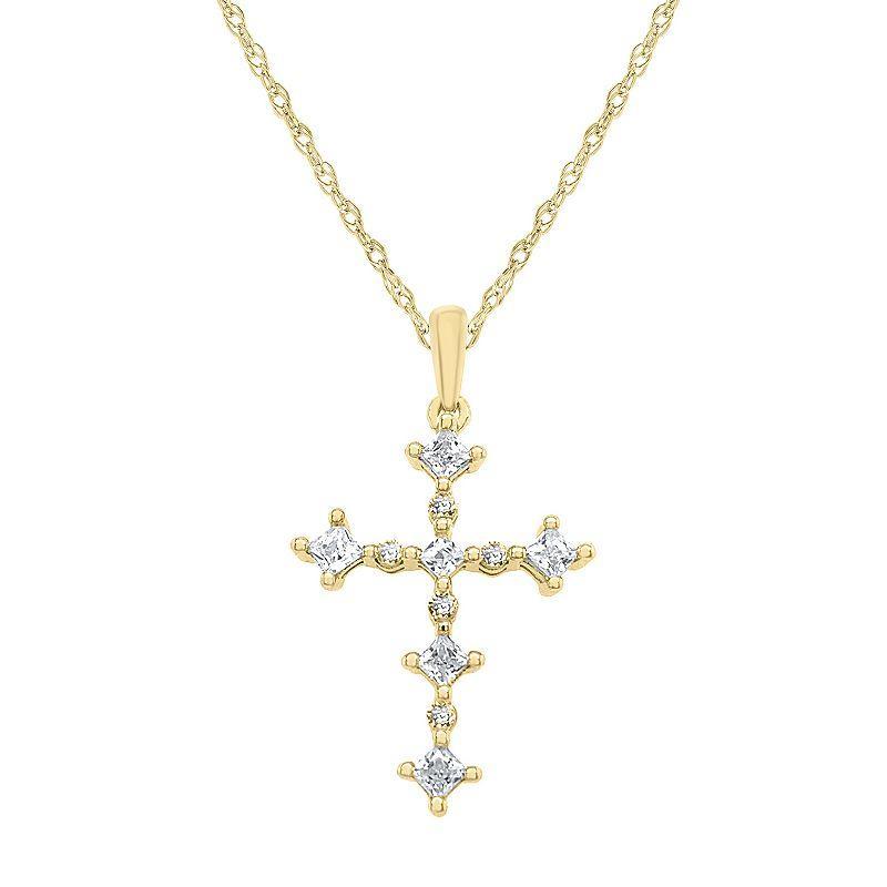 10k Gold 3/8 Carat T.W. Diamond Cross Pendant Necklace, Womens Yellow Product Image