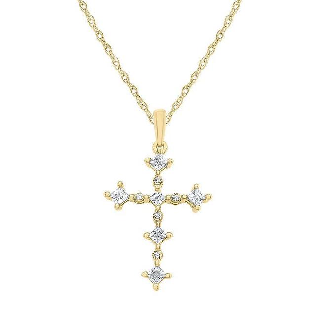 10k Gold 3/8 Carat T.W. Diamond Cross Pendant Necklace, Womens Product Image