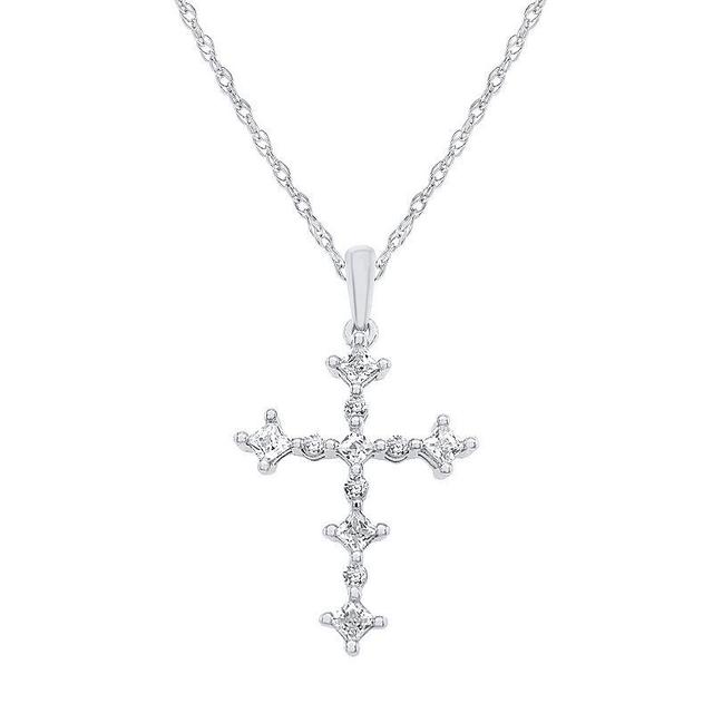 10k Gold 3/8 Carat T.W. Diamond Cross Pendant Necklace, Womens White Product Image