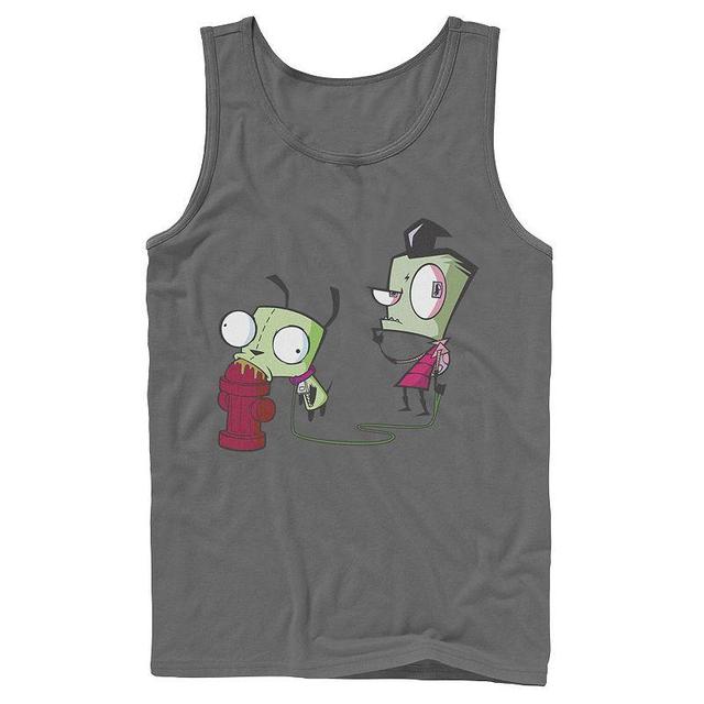 Mens Nickelodeon Invader Zim Walking Gir Fire Hydrant Portrait Graphic Graphic Tank Top Blue Product Image