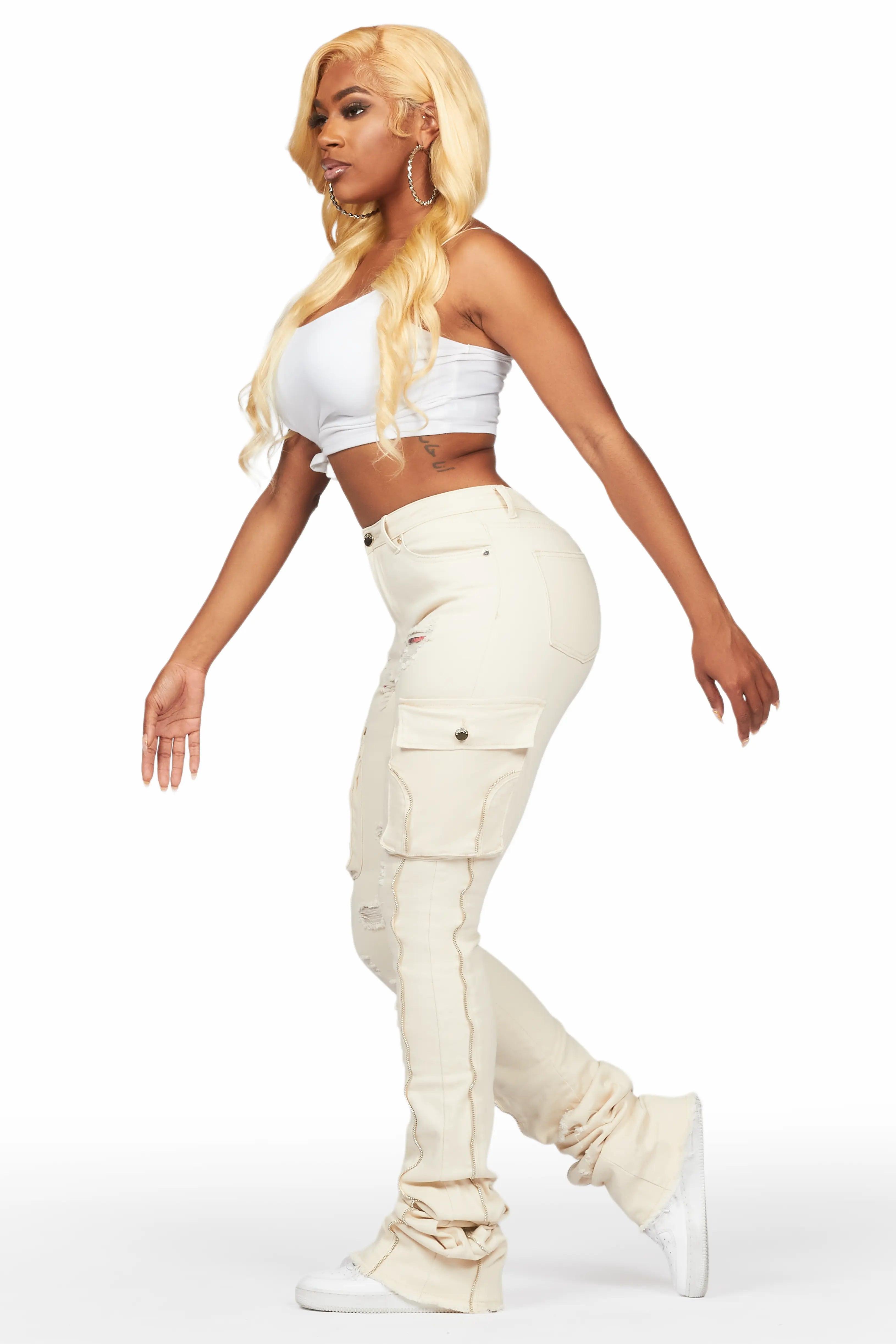 Shanita Beige Super Stacked Jean Female Product Image