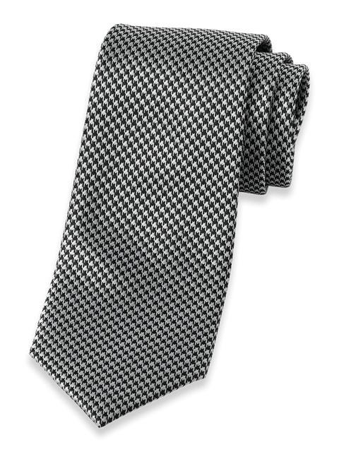 Houndstooth Woven Silk Tie - Black/grey Product Image