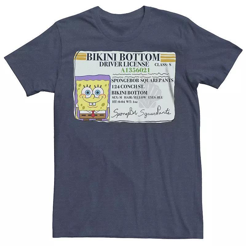 Mens SpongeBob SquarePants Drivers License Graphic Tee Navy Grey Product Image