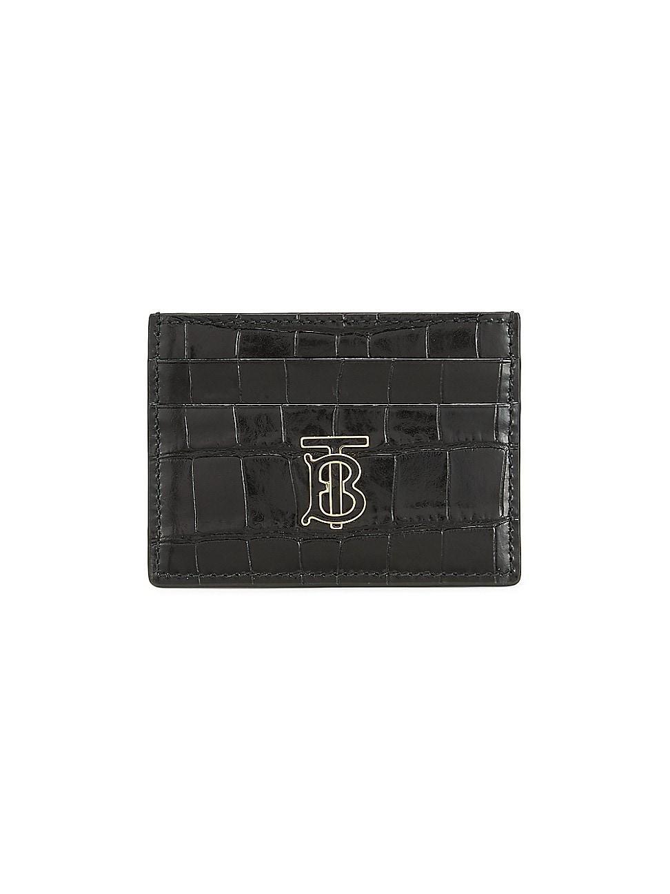 Womens TB Croc-Embossed Leather Card Case Product Image