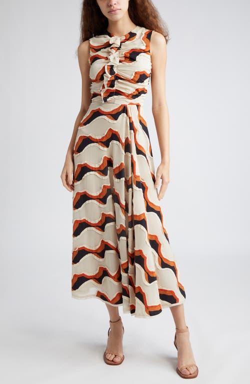 Womens Cruz Stripe Devor Midi-Dress Product Image