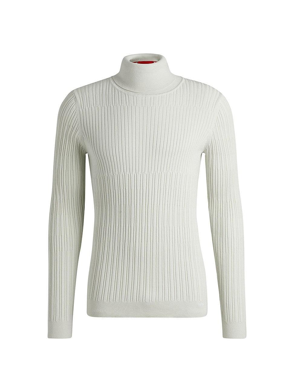 Mens Ribbed Rollneck Sweater in Cotton and Wool Product Image