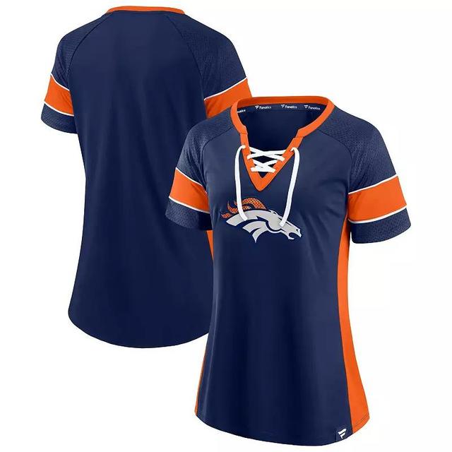 Womens Fanatics Branded /Orange Chicago Bears Team Draft Me Lace-Up Raglan T-Shirt Blue Product Image