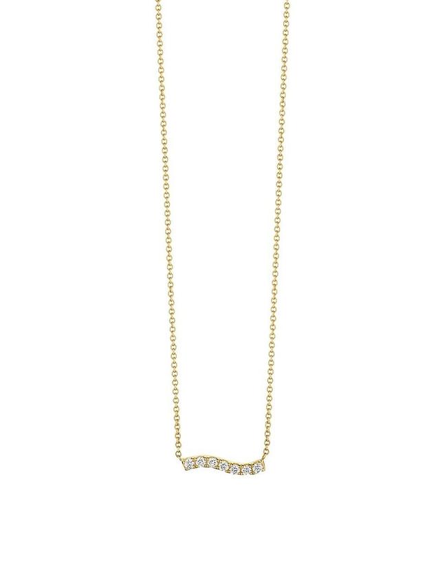 Womens Coup De Coeur 14K Yellow Gold & 0.24 TCW Diamond Wavy Bar Pendant Necklace Product Image