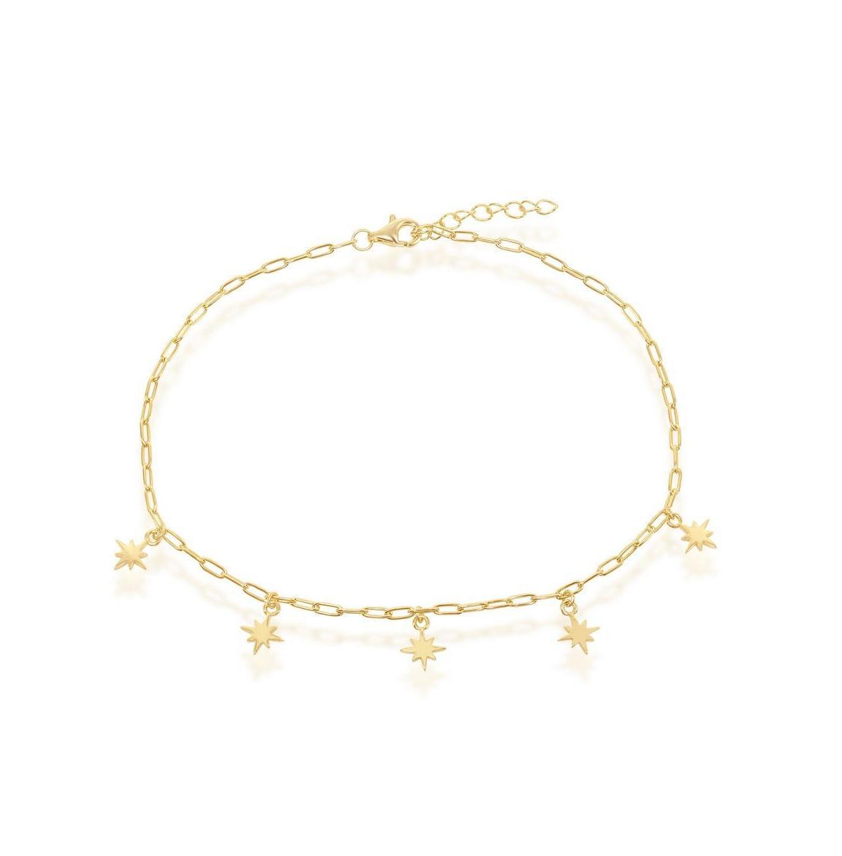 14k Gold Over Sterling Silver Charm Anklet, Womens Starburst Product Image