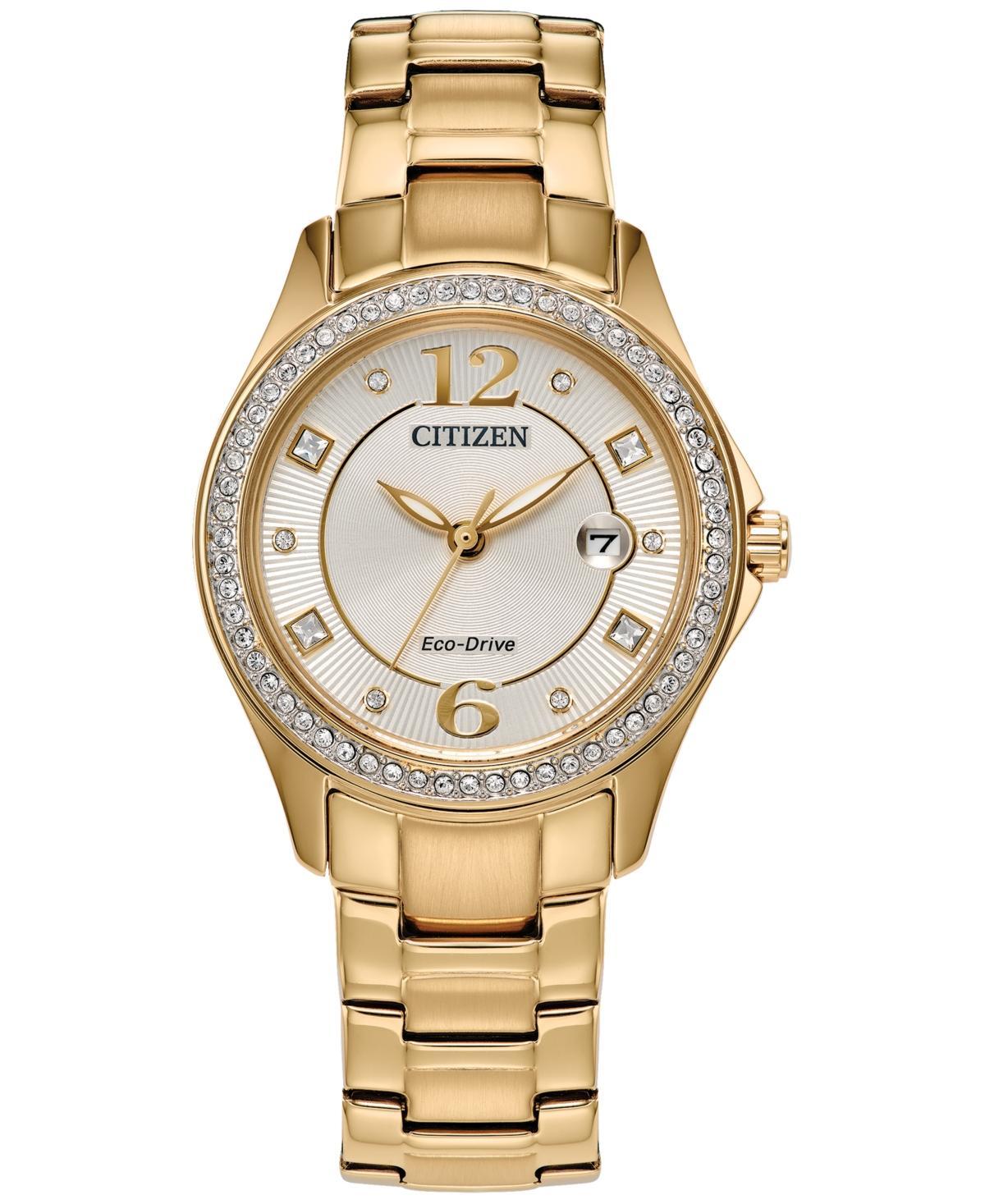 Citizen Womens Crystal Three Hand Champagne Gold Stainless Steel Bracelet Watch Product Image