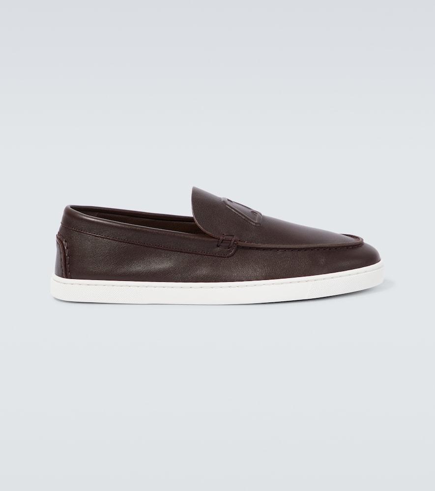 CHRISTIAN LOUBOUTIN Mens Expresso Varsiboat Logo-embossed Leather Boat Shoes Product Image