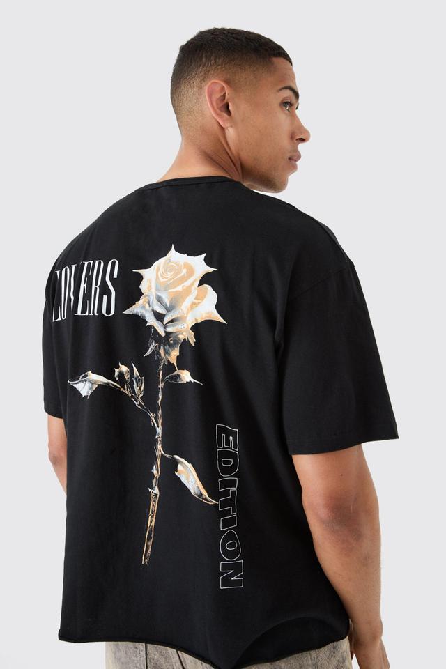 Oversized Boxy Rose Print T-shirt | boohooMAN USA Product Image