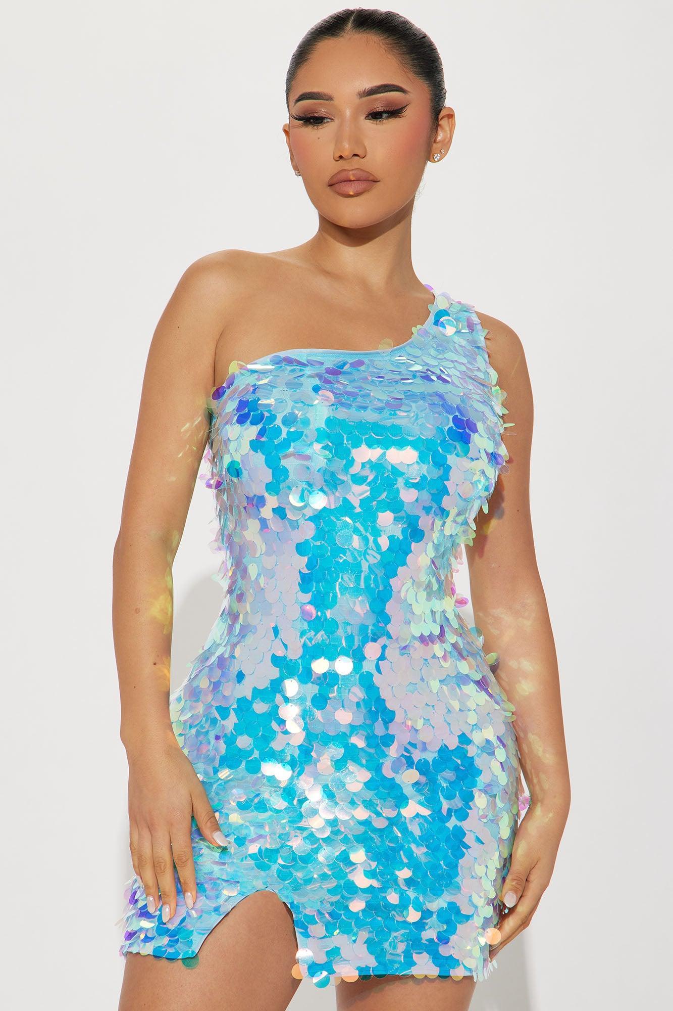 Party Is On Sequin Mini Dress - Aqua Product Image