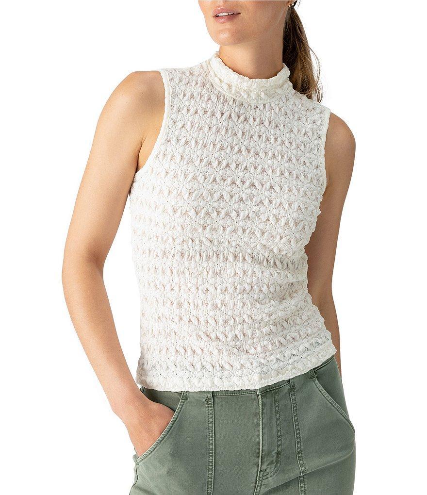 Sanctuary Pucker Up Lace Mock Neck Sleeveless Top Product Image