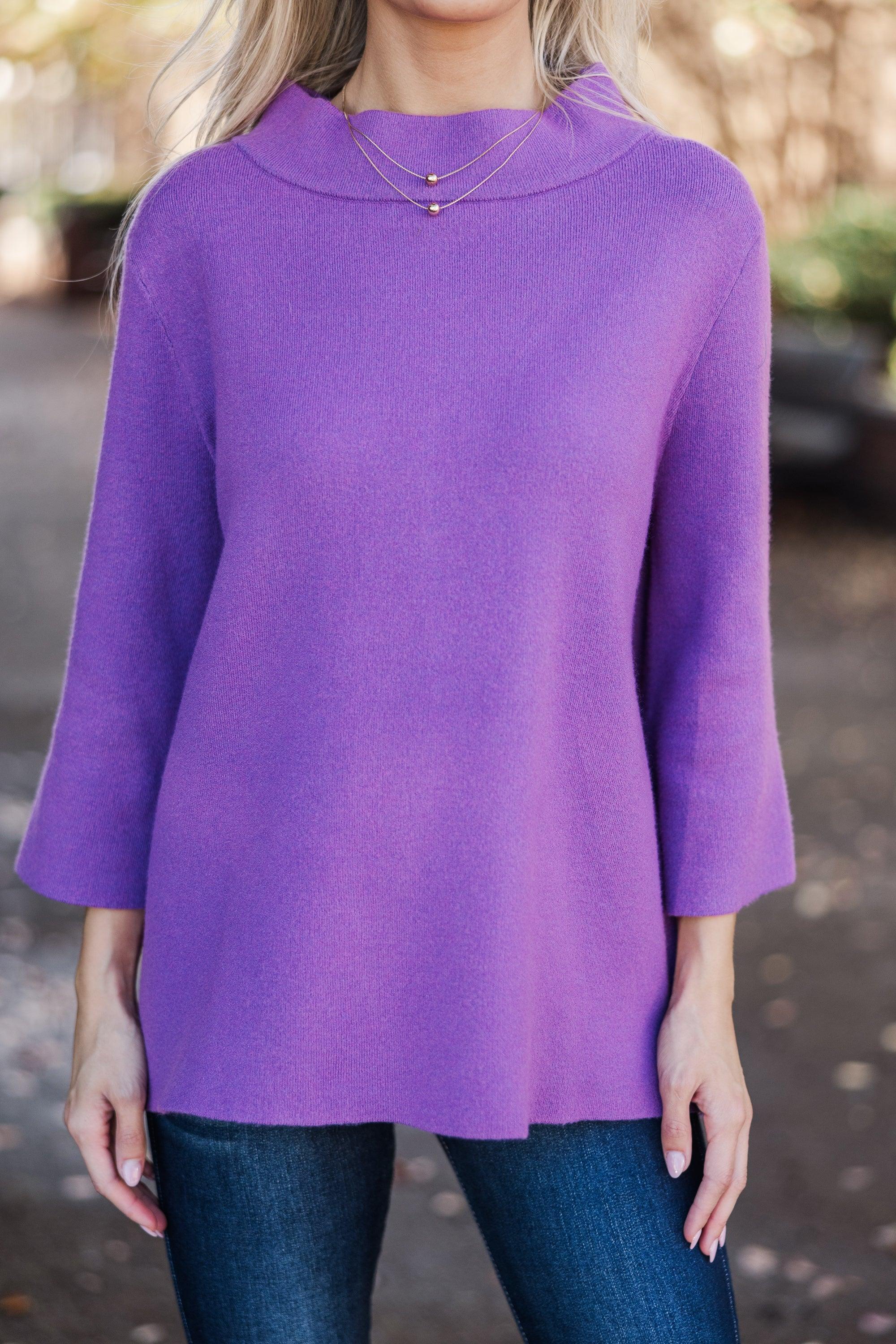 Just A Feeling Purple Mock Neck Sweater Female Product Image