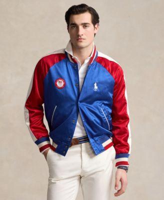 Men's Team Usa Satin Baseball Jacket In Multi Product Image