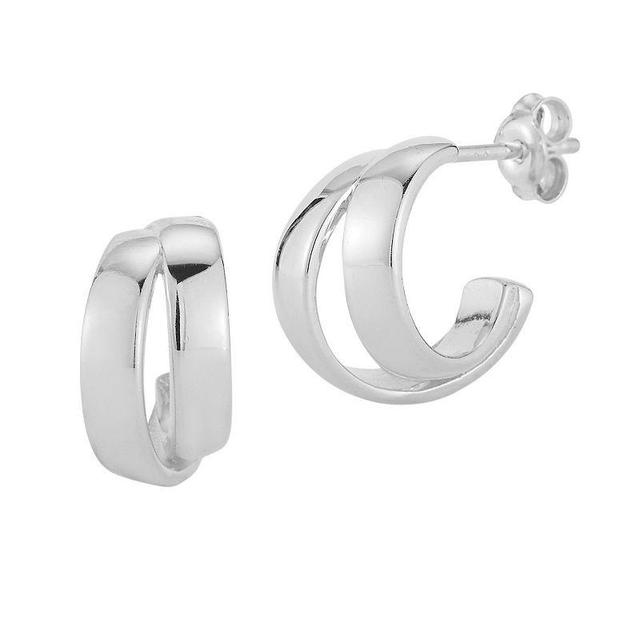 Sunkissed Sterling Double Ring Huggie Hoop Earrings, Womens, Silver Product Image