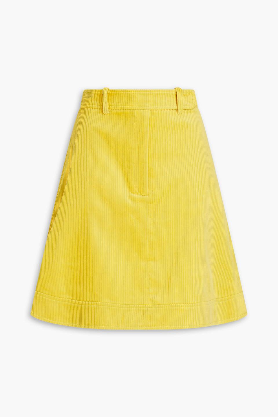 OSCAR DE LA RENTA Corduroy A-line Skirt In Yellow Product Image