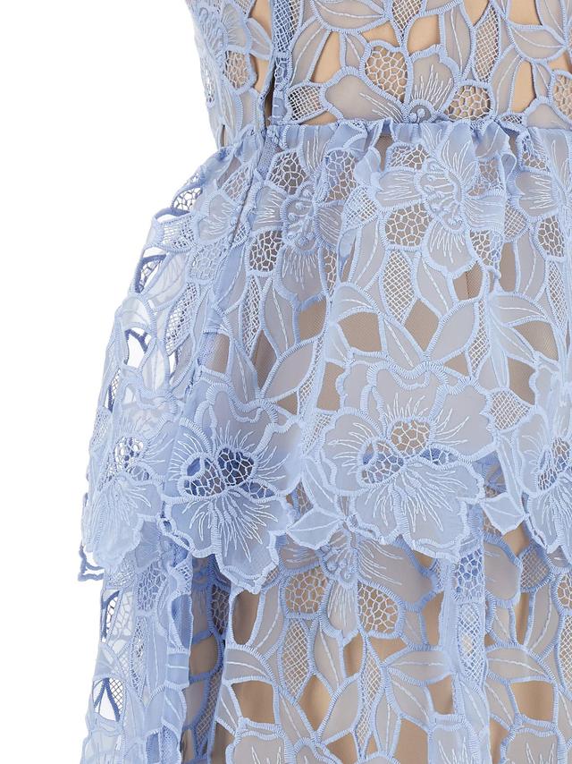 Blue Organza Lace Midi Dresses Light Blue Product Image