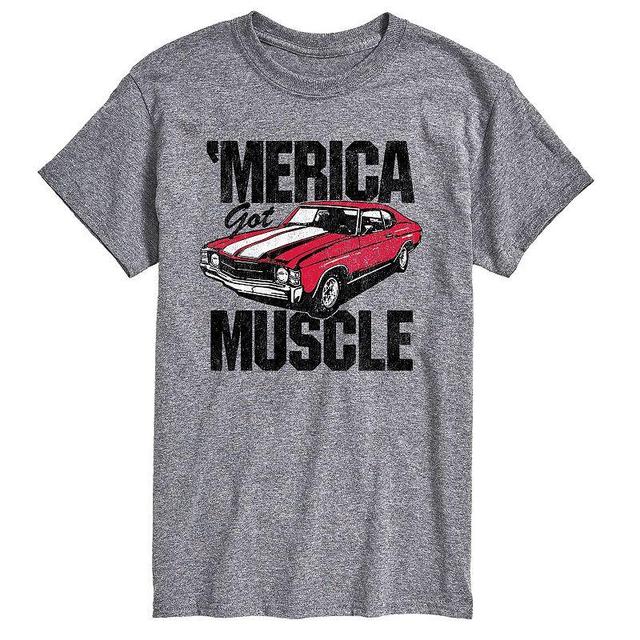 Mens Merica Got Muscle Car Graphic Tee Med Grey Product Image