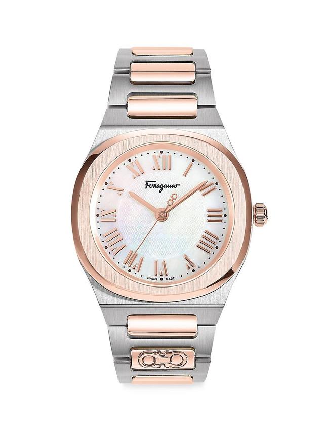 Womens Ferragamo Elliptical Two-Tone Stainless Steel Watch Product Image