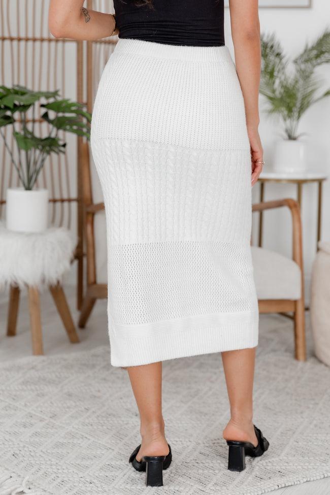 Listen Carefully Ivory Cable Knit Midi Skirt FINAL SALE Product Image