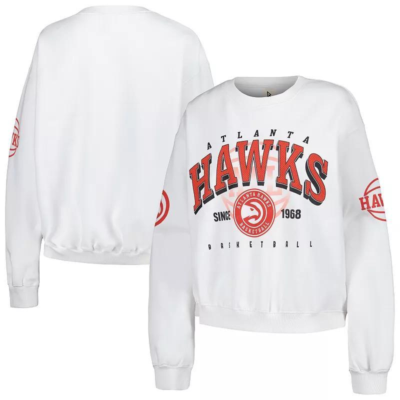 Womens Heather Gray Atlanta Hawks Oversized Pullover Sweatshirt Product Image