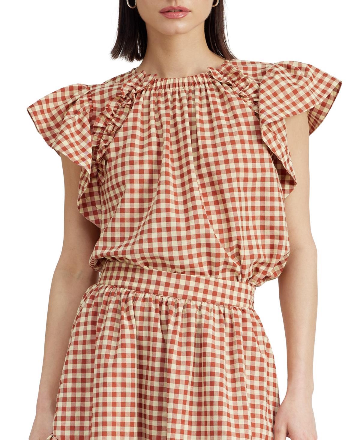 En Saison Womens Juni Gingham Ruffled Short-Sleeve Blouse Product Image