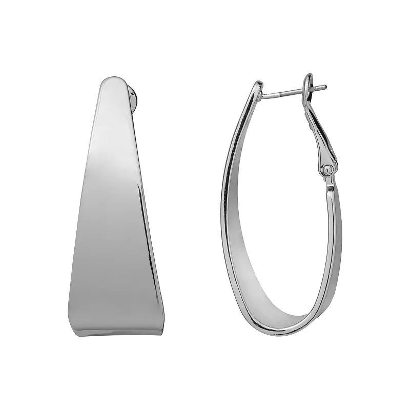 Emberly Silver Tone Teardrop Geometric Hoop Earrings, Womens, None Product Image