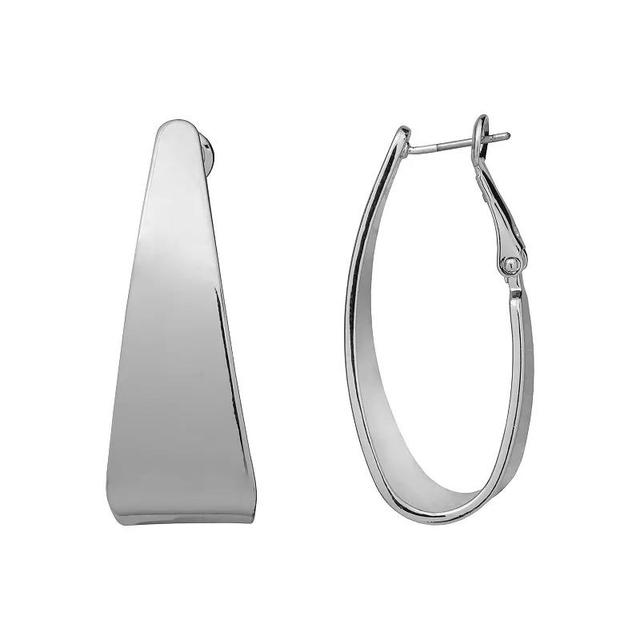 Emberly Silver Tone Teardrop Geometric Hoop Earrings, Womens, None Product Image