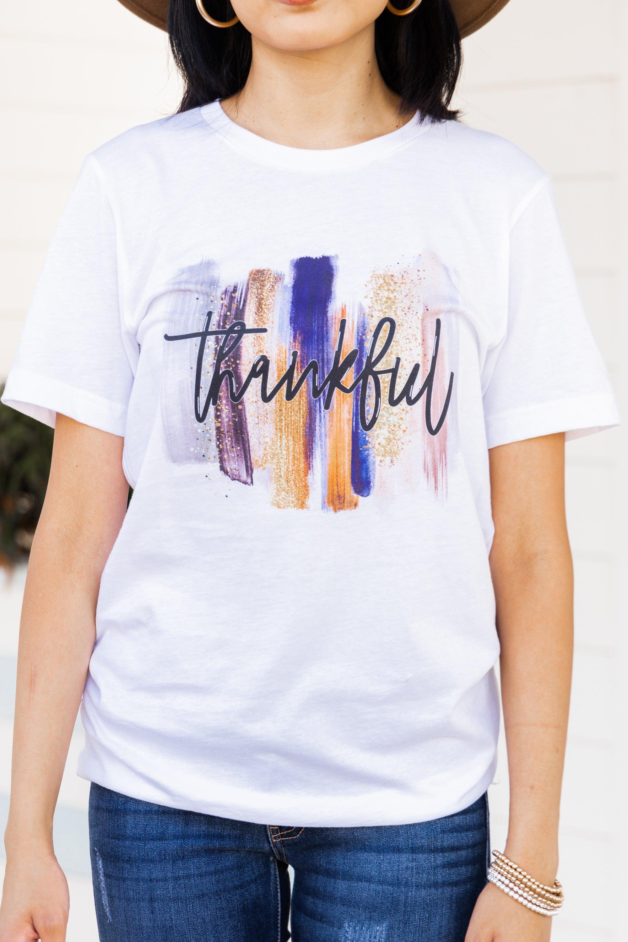 So Thankful White Graphic Tee Female Product Image