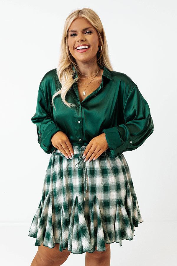 Small Town Holiday Skirt In Green Curves Product Image