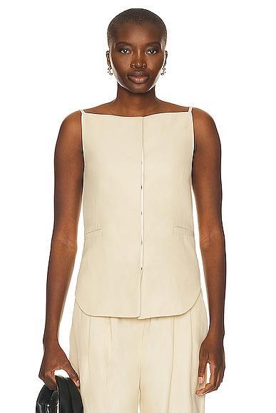 Loulou Studio Mihant Sleeveless Top in Beige Product Image