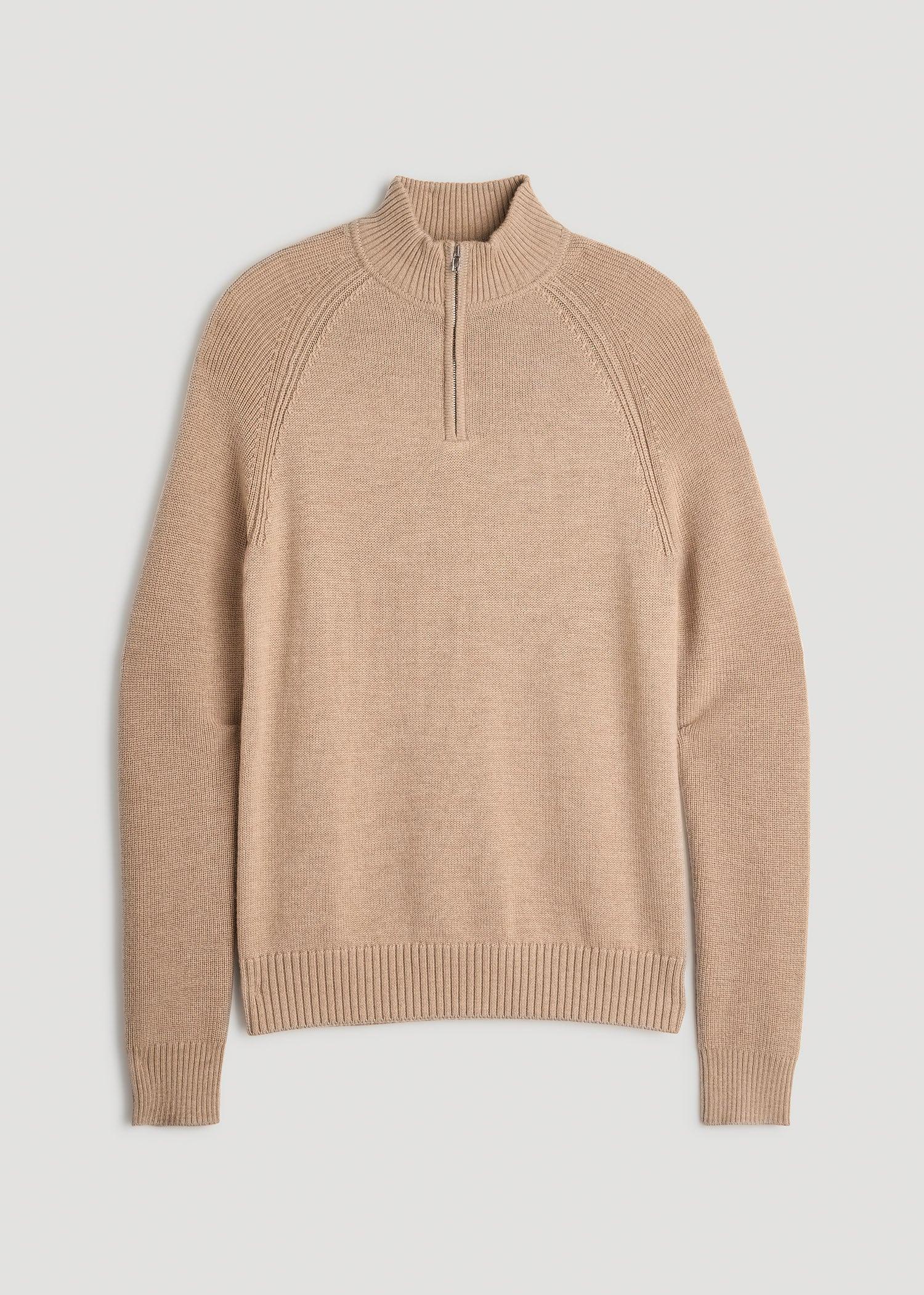 Chunky Merino Quarter Zip Sweater for Tall Men in Oat Product Image