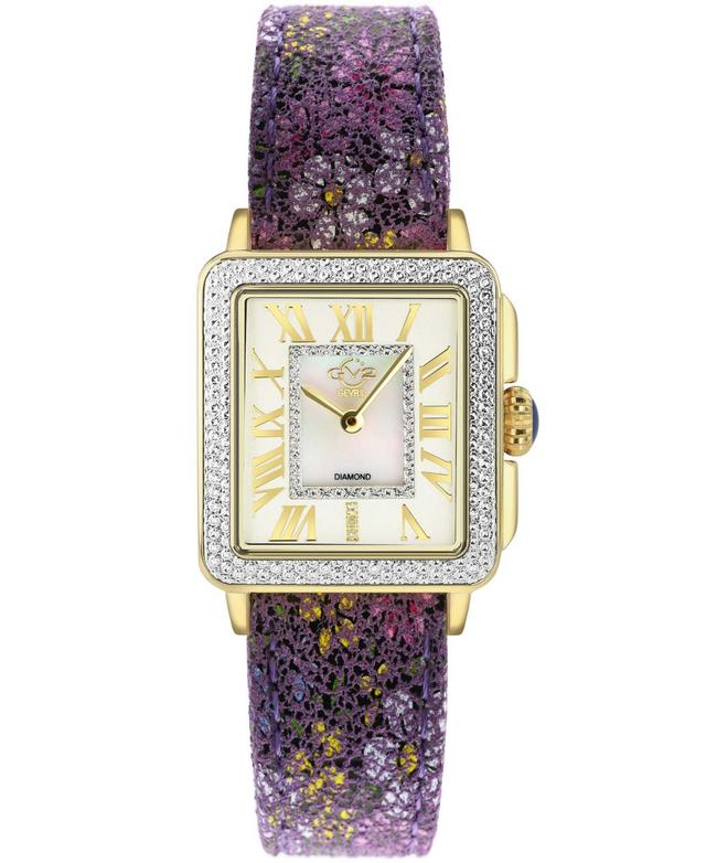 GV2 by Gevril Womens Padova Swiss Quartz Floral Purple Leather Watch 30mm Product Image