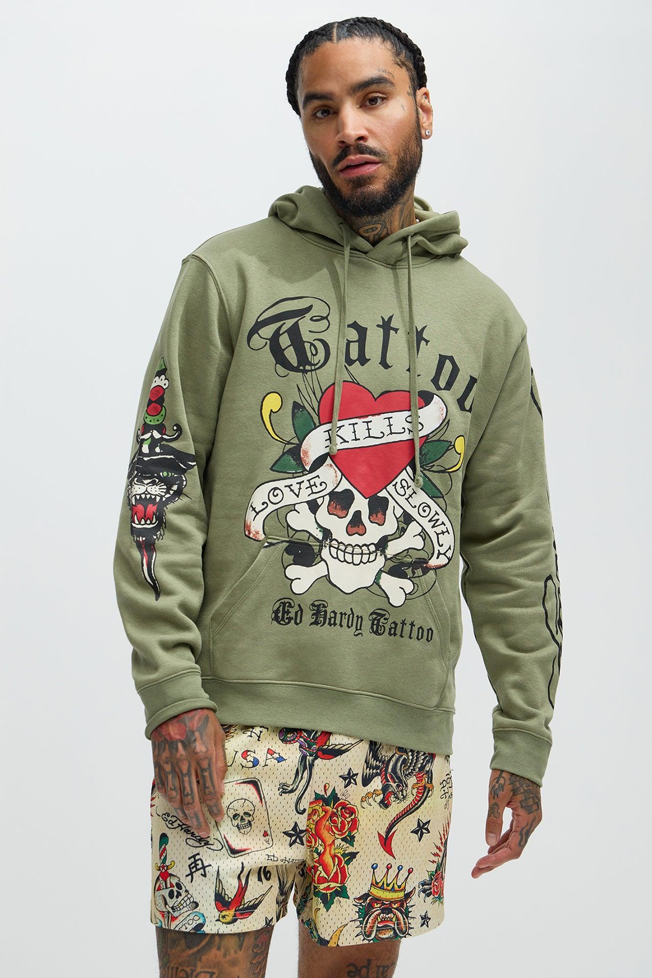 Ed Hardy Love Kills Hoodie - Olive product image